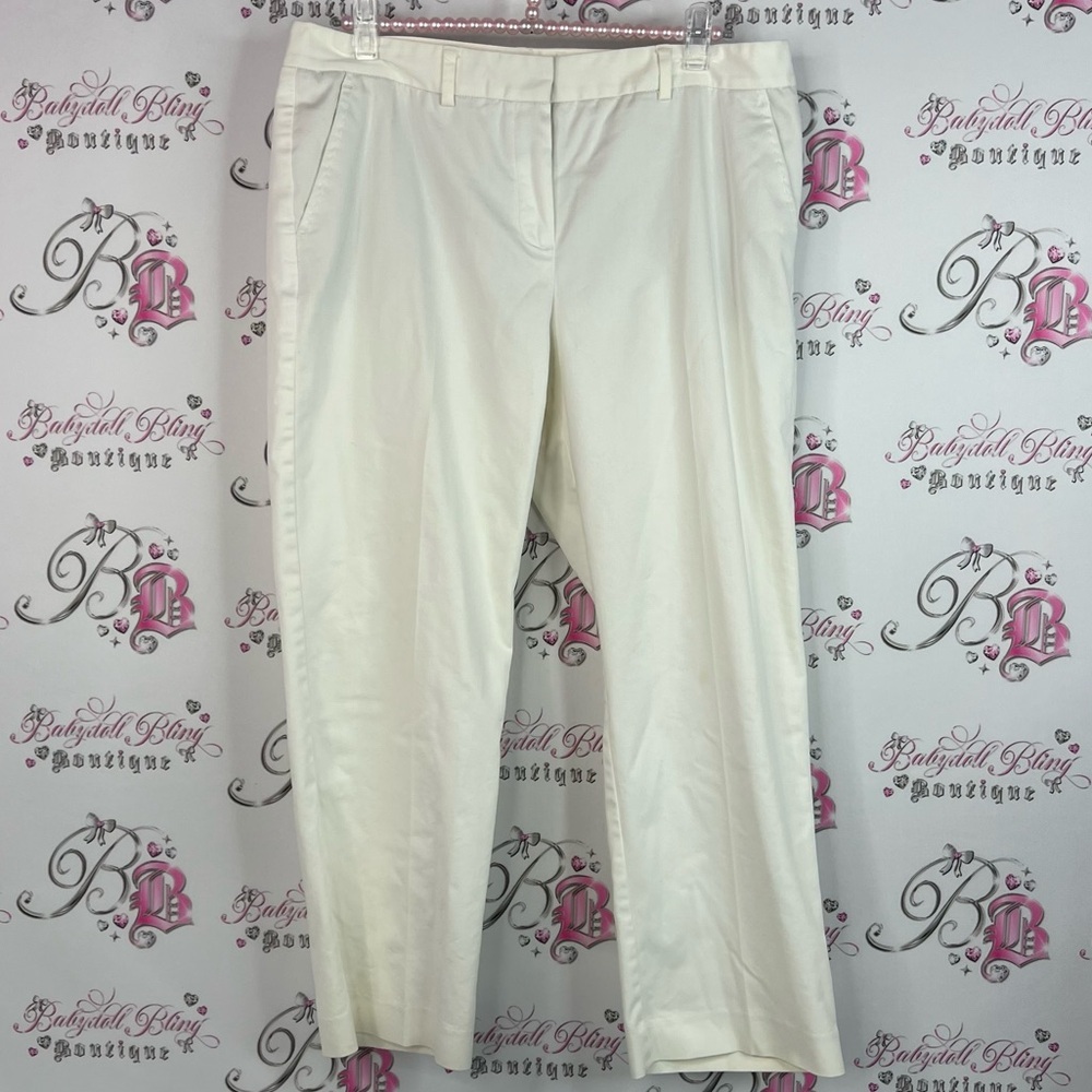 Tahari pants cream White Tan Trousers pockets on back dress pants belt loops